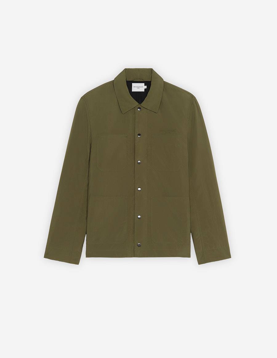 Khaki Grey Men\'s Maison Kitsune Technical Worker Jackets | AU-S0532