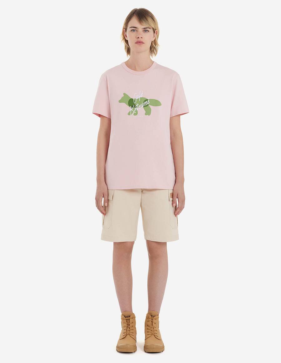 Khaki Women's Maison Kitsune Cafe Army Shorts | AU-E0236