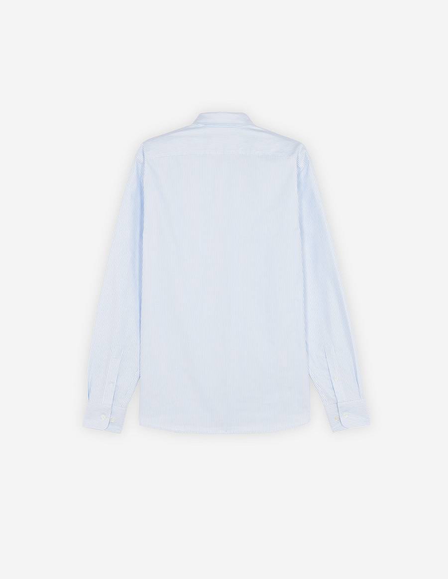 Light Blue Men's Maison Kitsune Fox Embroidery Pocket Classic Bd Shirts | AU-A0553