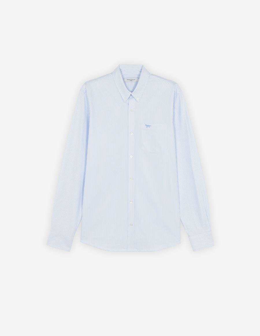 Light Blue Men\'s Maison Kitsune Fox Embroidery Pocket Classic Bd Shirts | AU-A0553