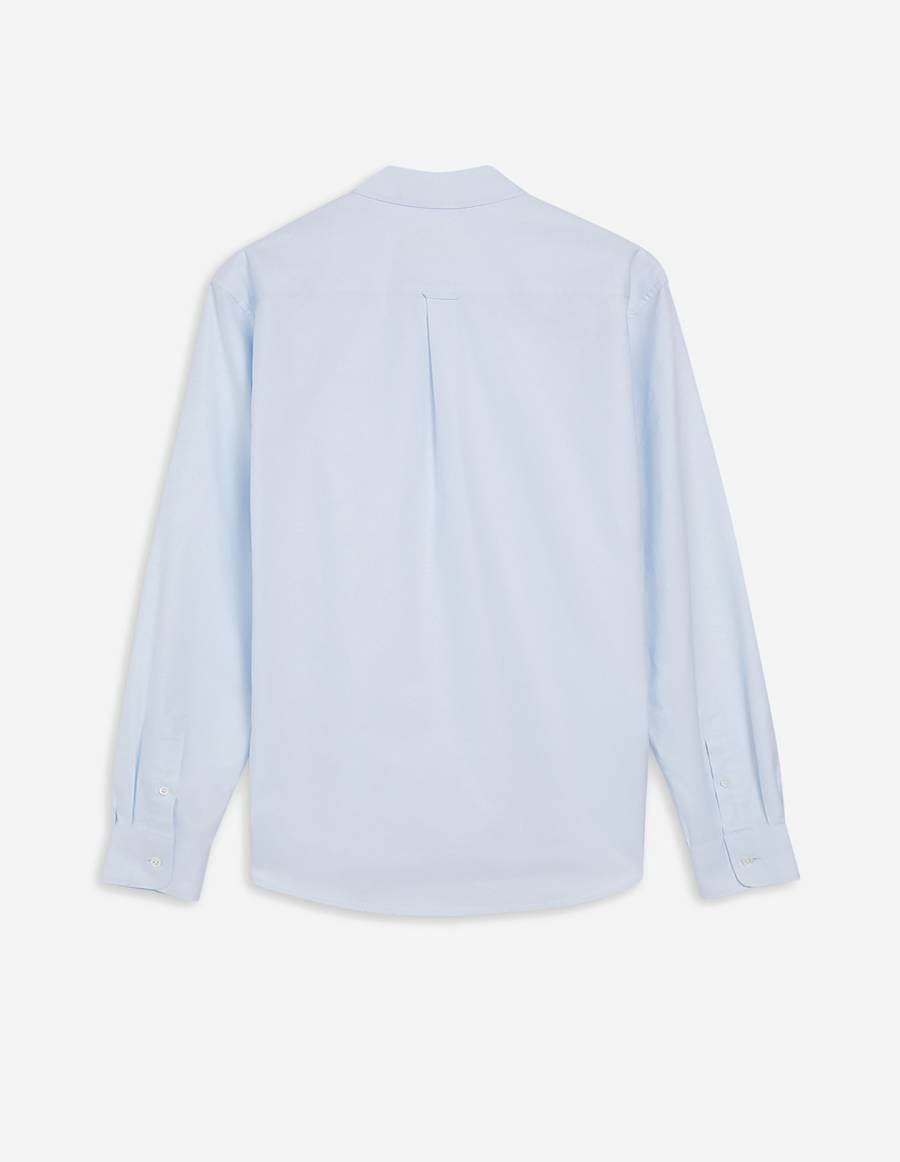 Light Blue Men's Maison Kitsune Fox Embroidery Classic Bd Shirts | AU-M0283