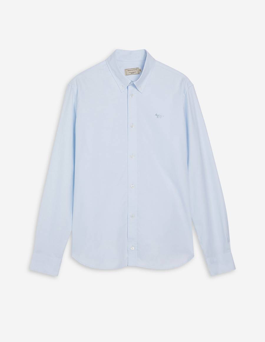 Light Blue Men\'s Maison Kitsune Fox Embroidery Classic Bd Shirts | AU-M0283