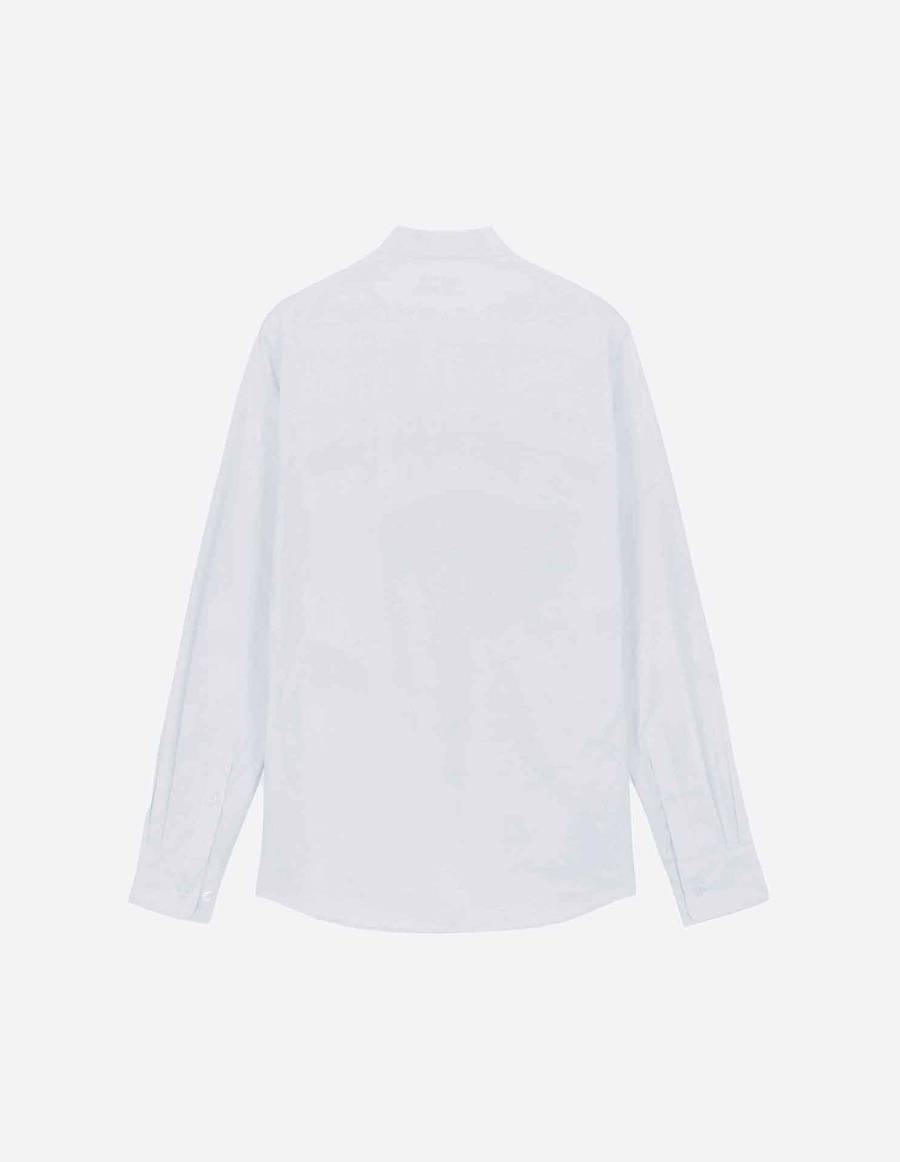 Light Blue Men's Maison Kitsune Fox Embroidery Pocket Classic Shirts | AU-Q0746