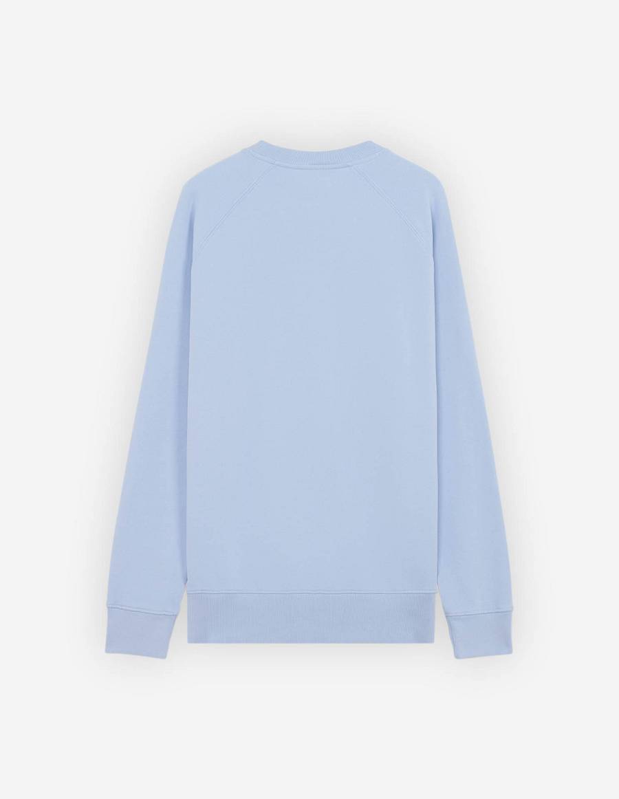 Light Blue Men's Maison Kitsune Frenchie Dressed Fox Patch Classic Sweatshirts | AU-K0245