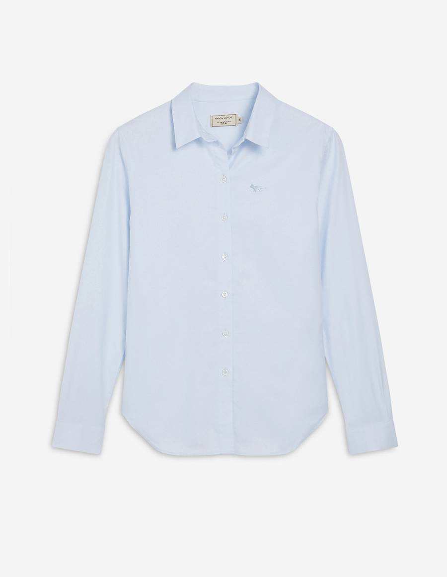 Light Blue Women's Maison Kitsune Fox Embroidery Classic Shirts | AU-J0686