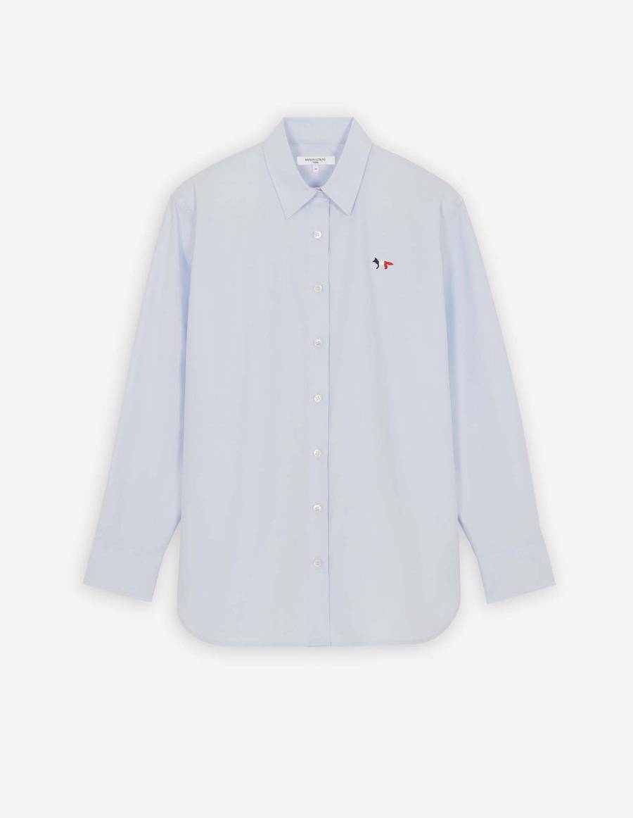 Light Blue Women\'s Maison Kitsune Tricolor Fox Patch Classic Shirts | AU-L0865