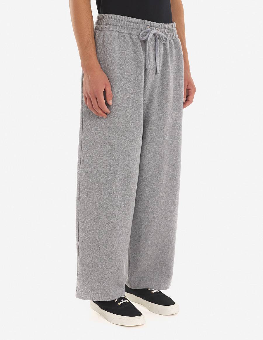 Light Grey Men's Maison Kitsune Japanese Fleece Jog Pants | AU-K0922