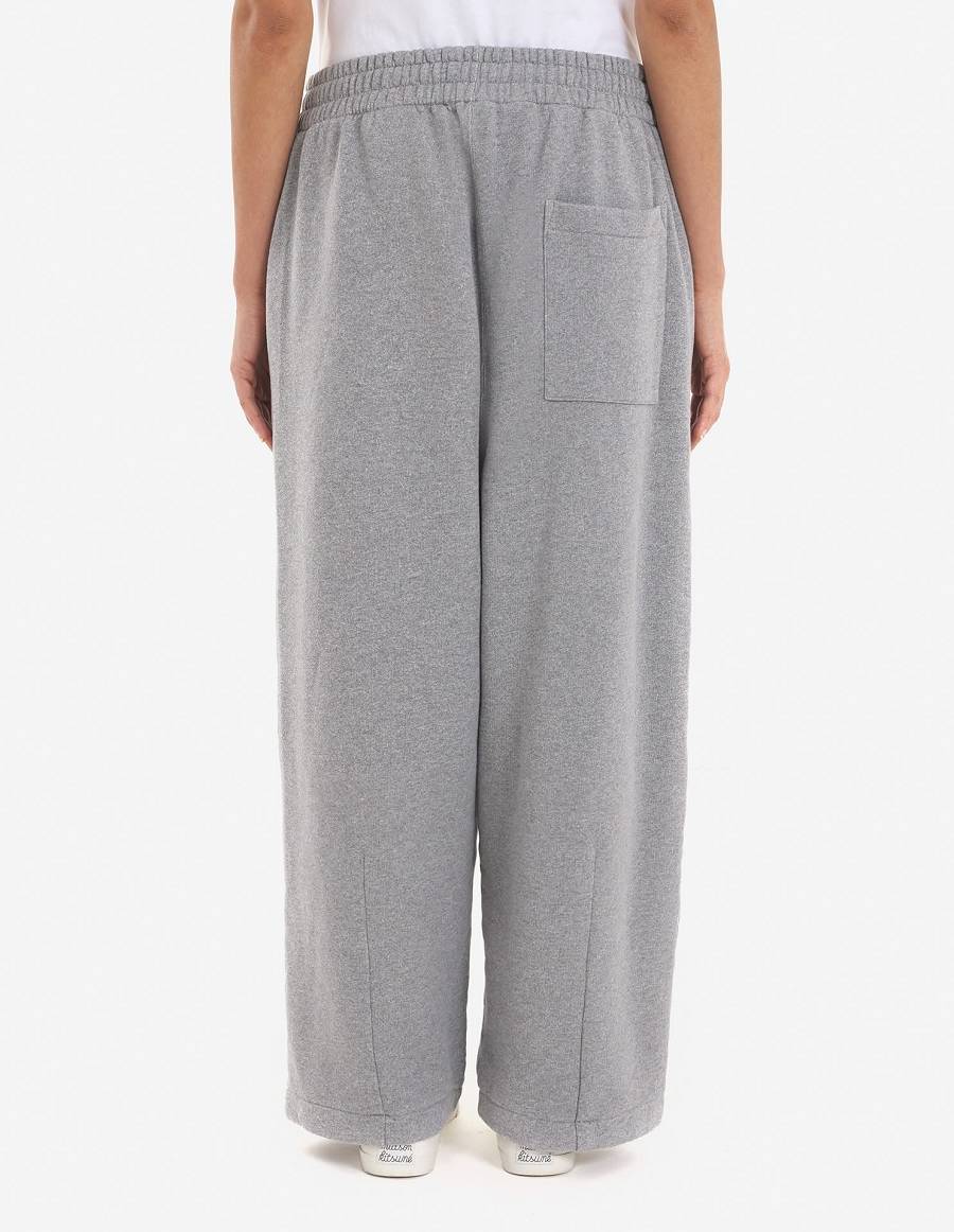 Light Grey Men's Maison Kitsune Japanese Fleece Jog Pants | AU-K0922