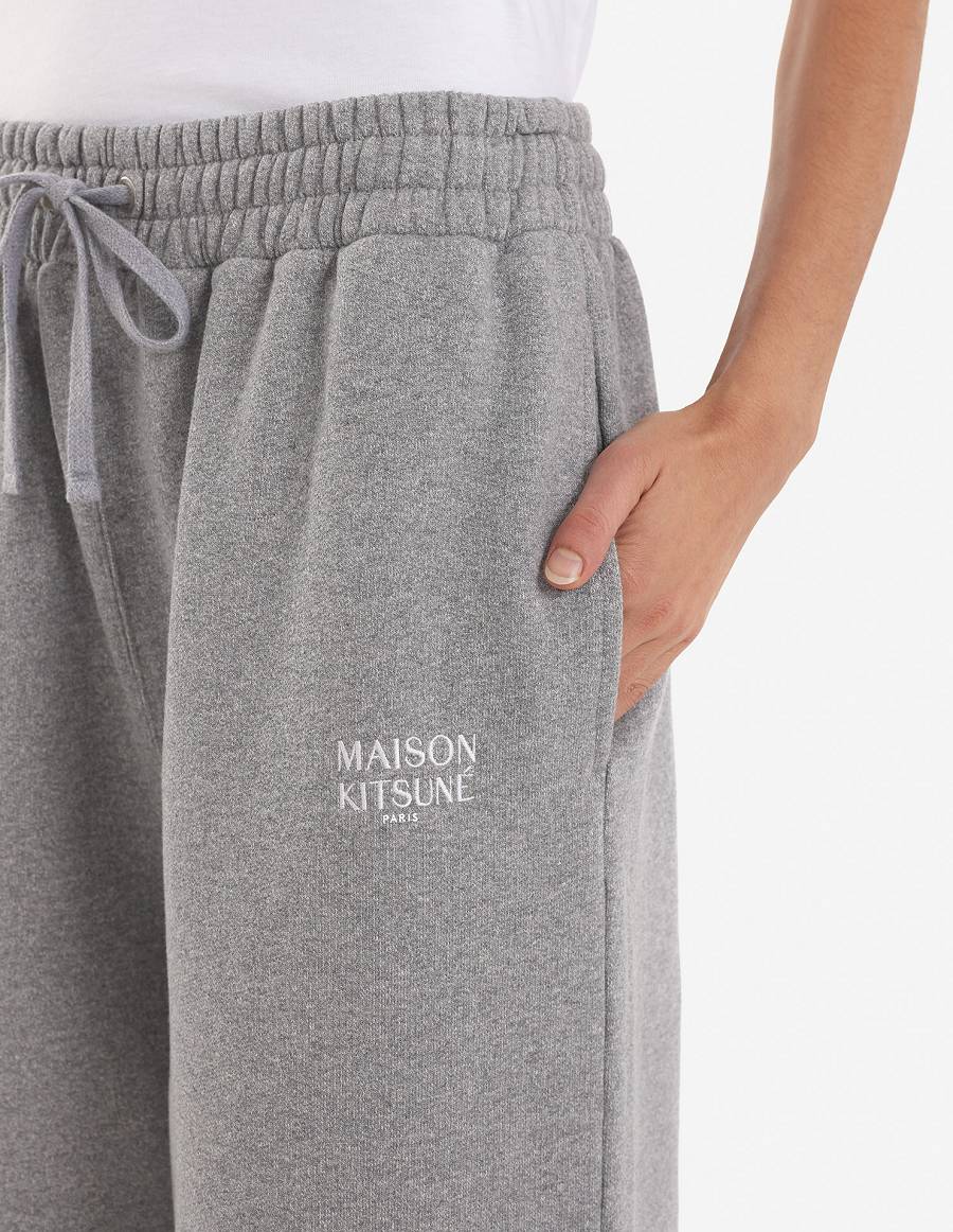 Light Grey Men's Maison Kitsune Japanese Fleece Jog Pants | AU-K0922