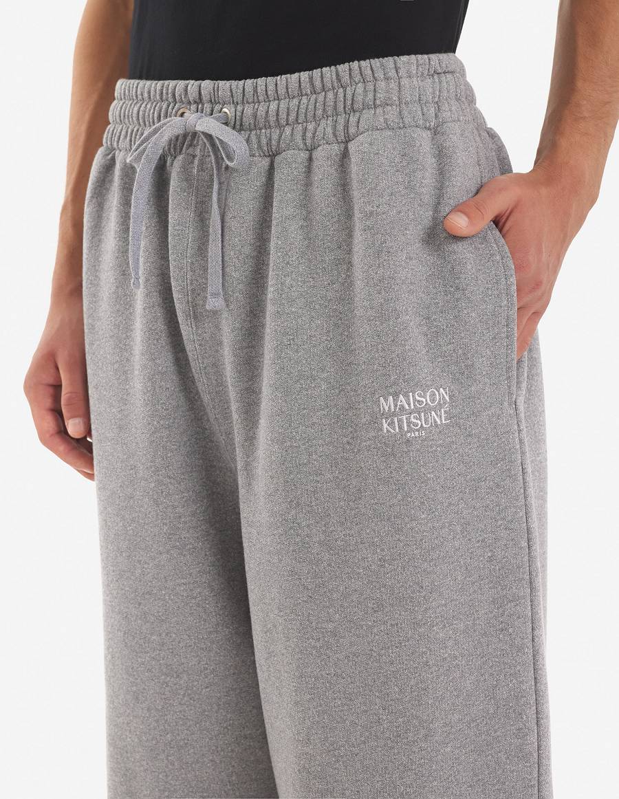 Light Grey Men's Maison Kitsune Japanese Fleece Jog Pants | AU-K0922