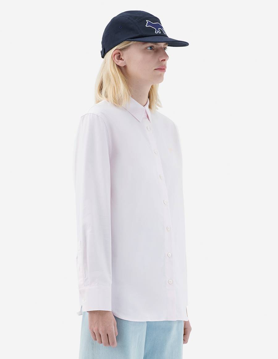 Light Pink Women's Maison Kitsune Fox Embroidery Classic Shirts | AU-C0956