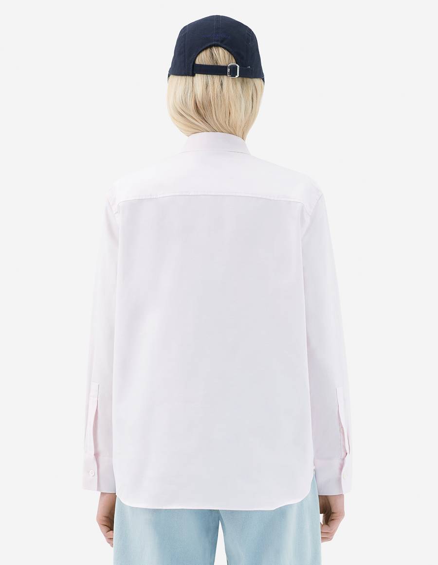 Light Pink Women's Maison Kitsune Fox Embroidery Classic Shirts | AU-C0956