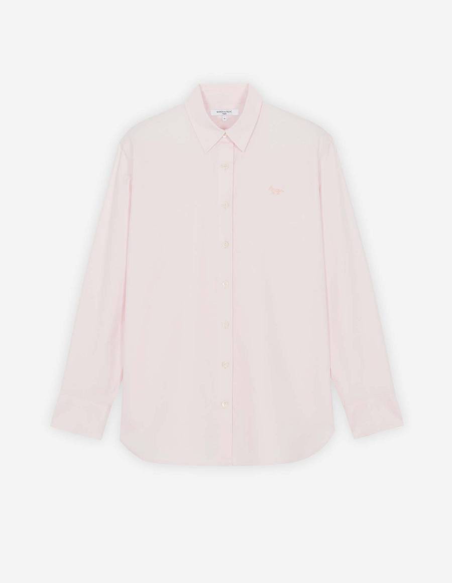 Light Pink Women\'s Maison Kitsune Fox Embroidery Classic Shirts | AU-C0956