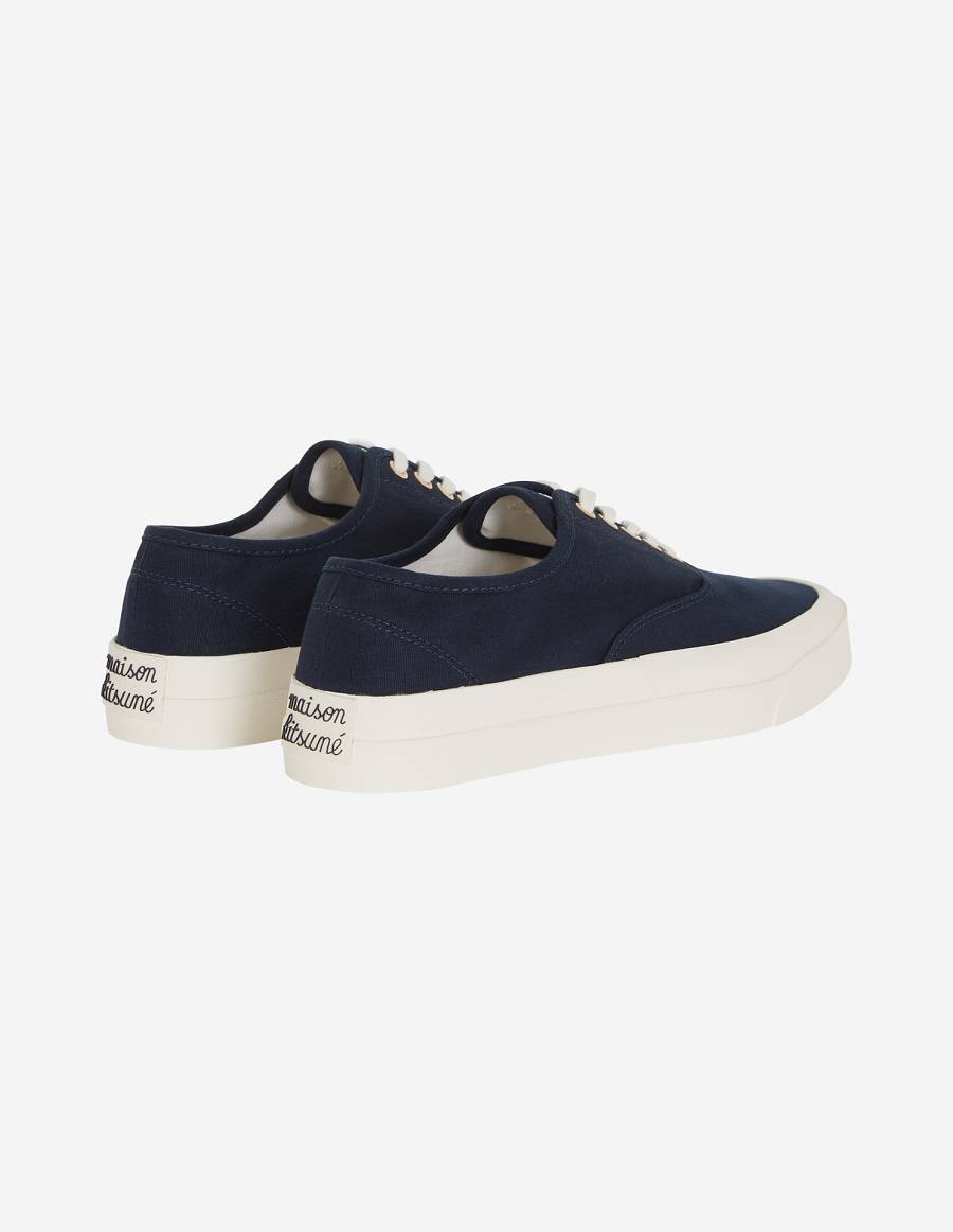 Navy Men's Maison Kitsune Canvas Laced Sneakers | AU-U0963