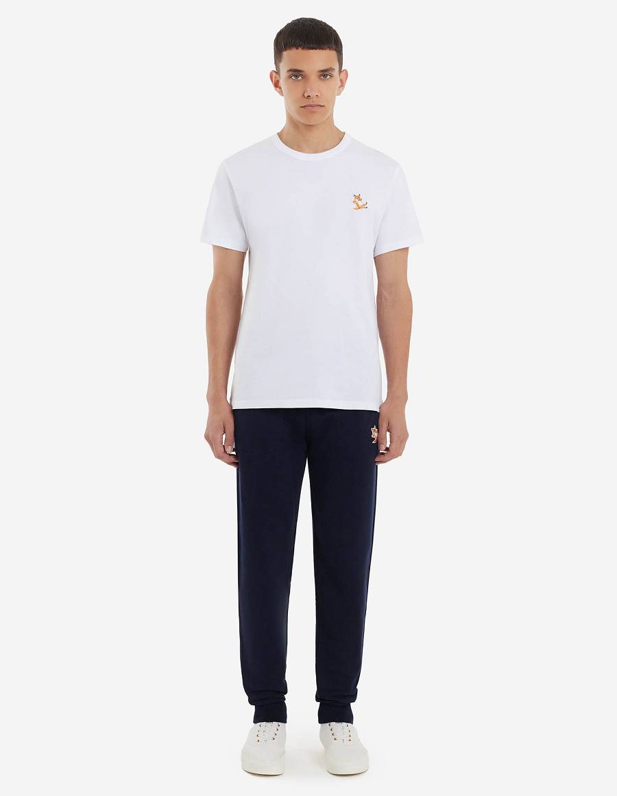 Navy Men's Maison Kitsune Chillax Fox Patch Classic Jog Pants | AU-P0587