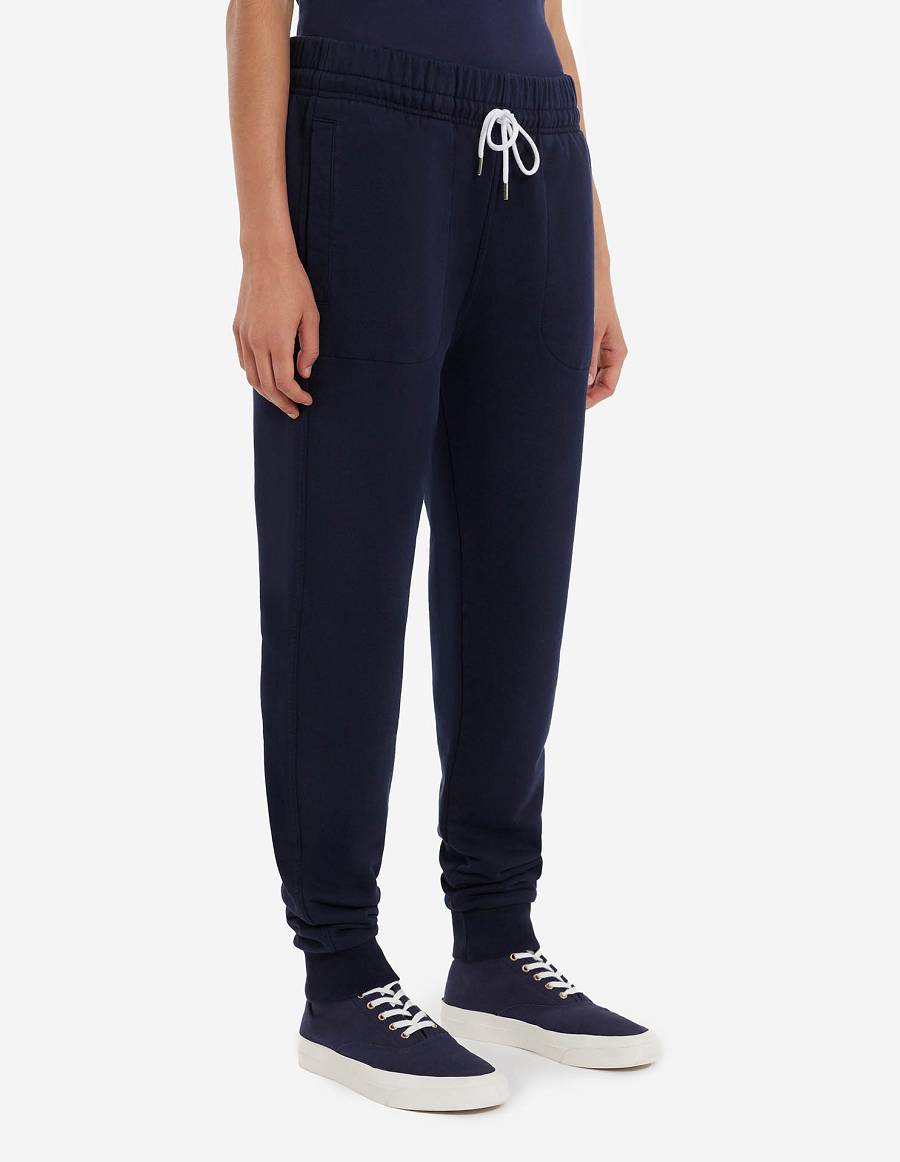 Navy Men's Maison Kitsune Chillax Fox Patch Classic Jog Pants | AU-P0587