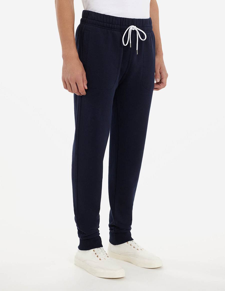 Navy Men's Maison Kitsune Chillax Fox Patch Classic Jog Pants | AU-P0587