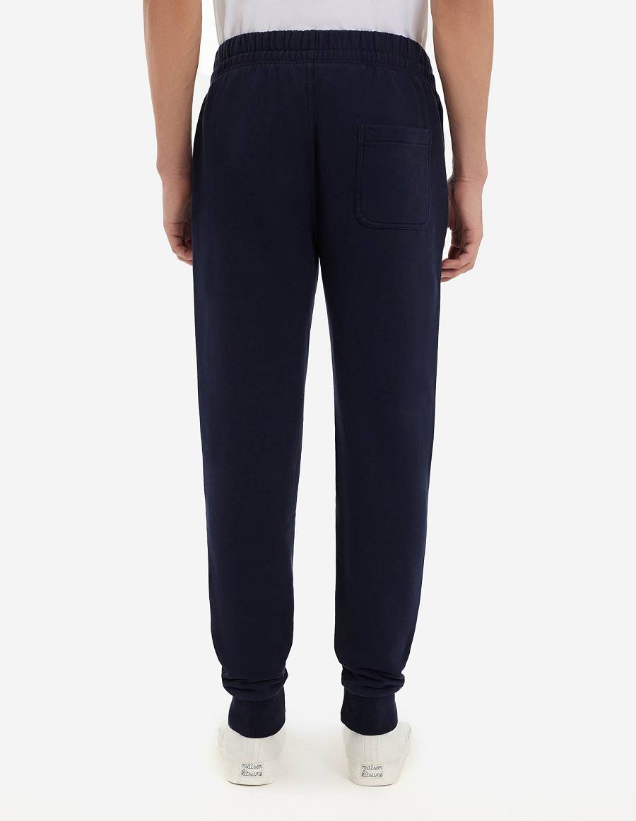 Navy Men's Maison Kitsune Chillax Fox Patch Classic Jog Pants | AU-P0587