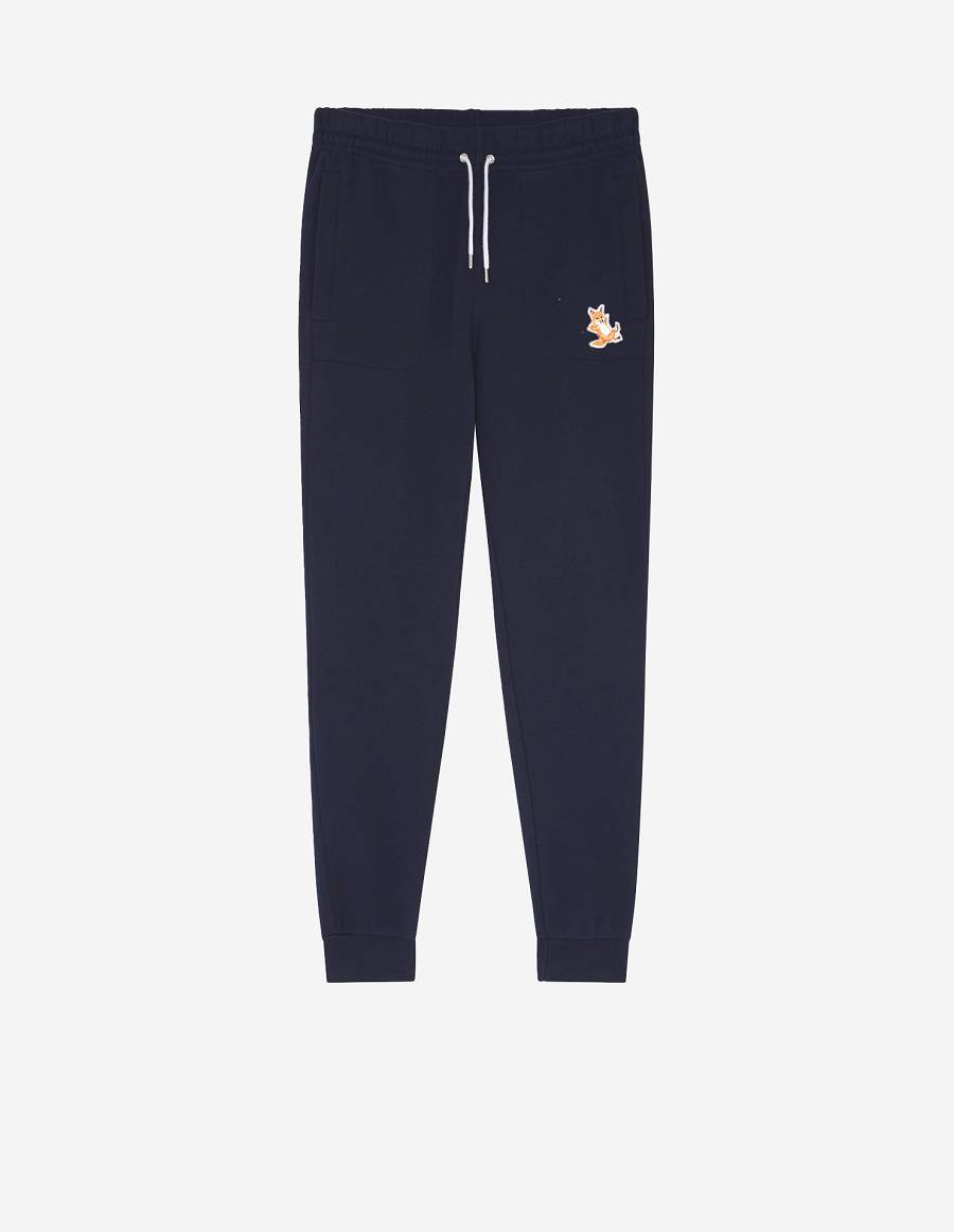 Navy Men\'s Maison Kitsune Chillax Fox Patch Classic Jog Pants | AU-P0587