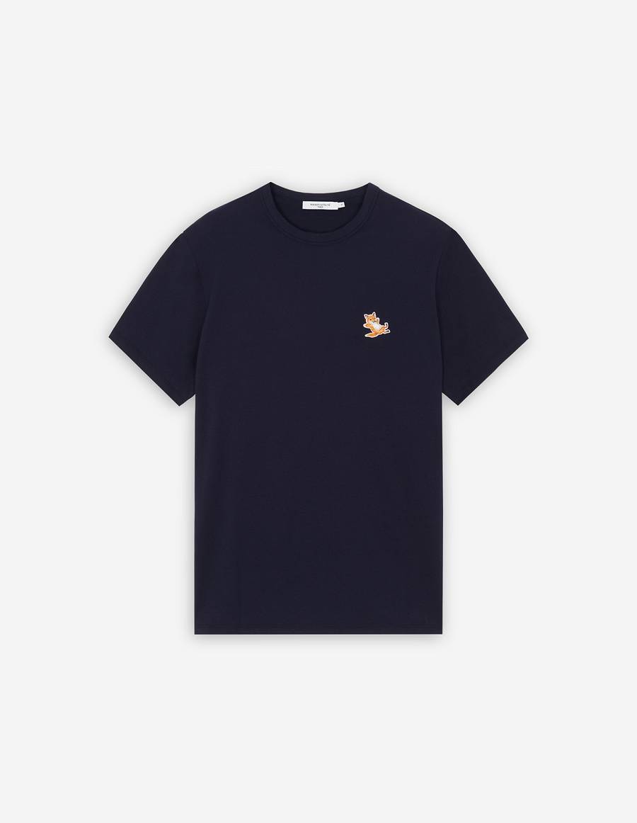 Navy Men\'s Maison Kitsune Chillax Fox Patch Classic T Shirts | AU-W0455