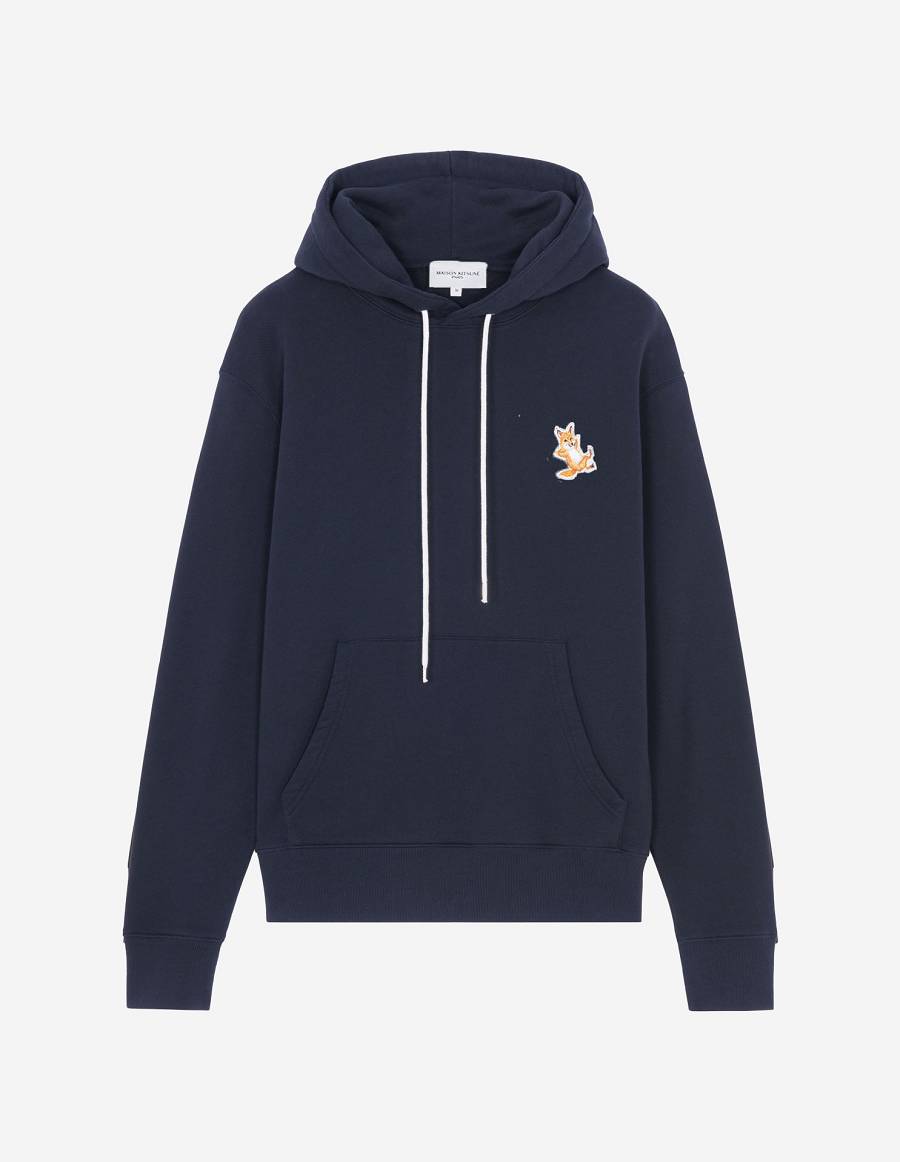 Navy Men\'s Maison Kitsune Chillax Fox Patch Classic Hoodies | AU-W0M07