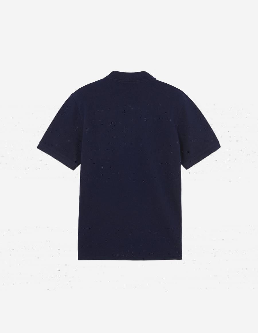 Navy Men's Maison Kitsune Fox Head Patch Classic Polo | AU-A0437