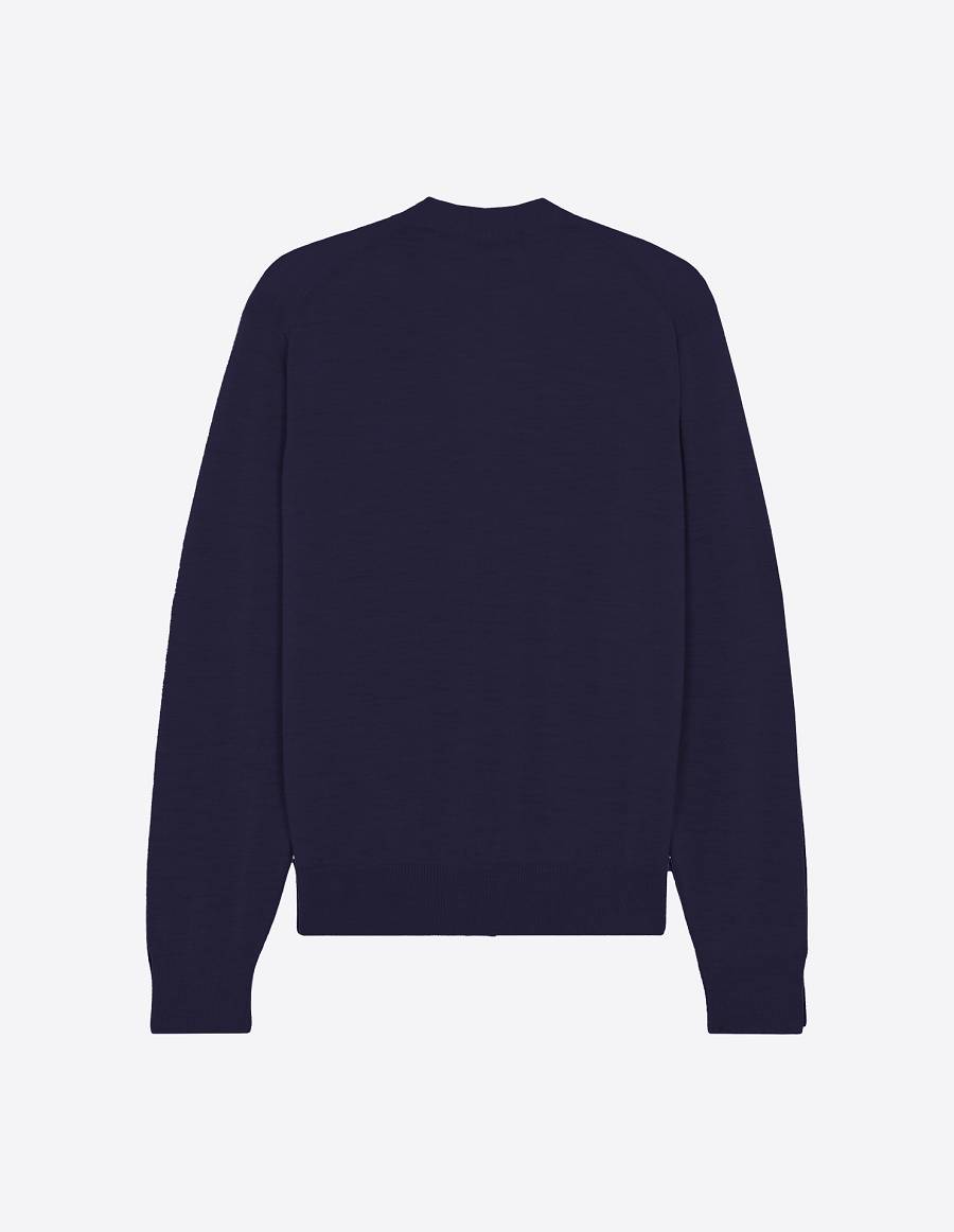 Navy Men's Maison Kitsune Fox Head Patch Classic Cardigan | AU-W194