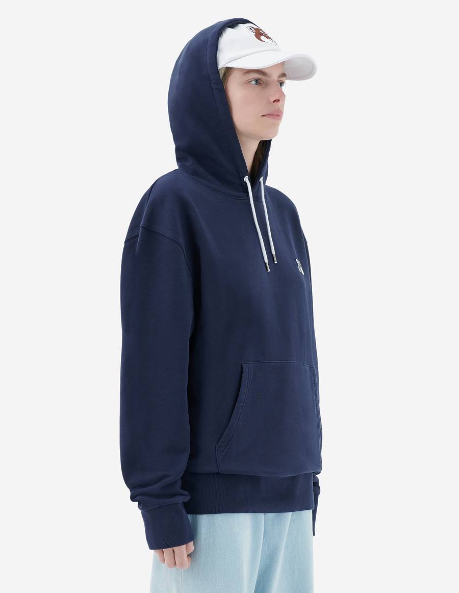 Navy Men's Maison Kitsune Grey Fox Head Patch Classic Hoodies | AU-E0903