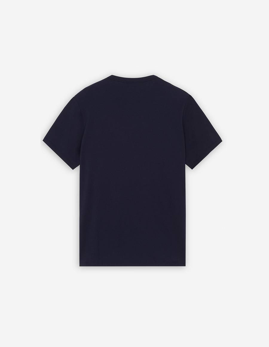 Navy Men's Maison Kitsune Grey Fox Head Patch Classic T Shirts | AU-K0853