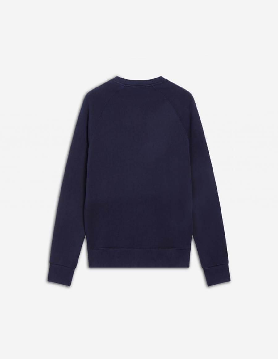 Navy Men's Maison Kitsune Handwriting Clean Sweatshirts | AU-E178