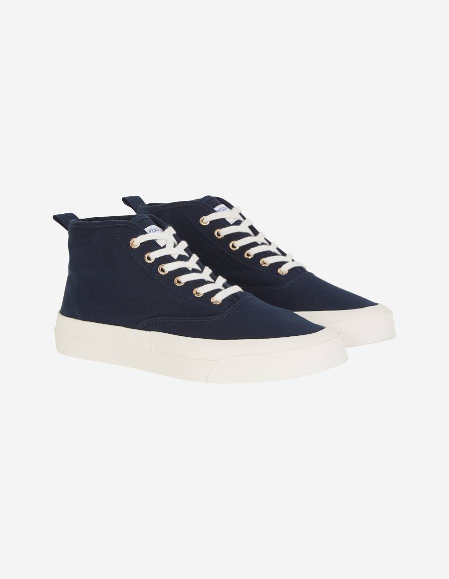 Navy Men\'s Maison Kitsune High-top Sneakers | AU-Q0177