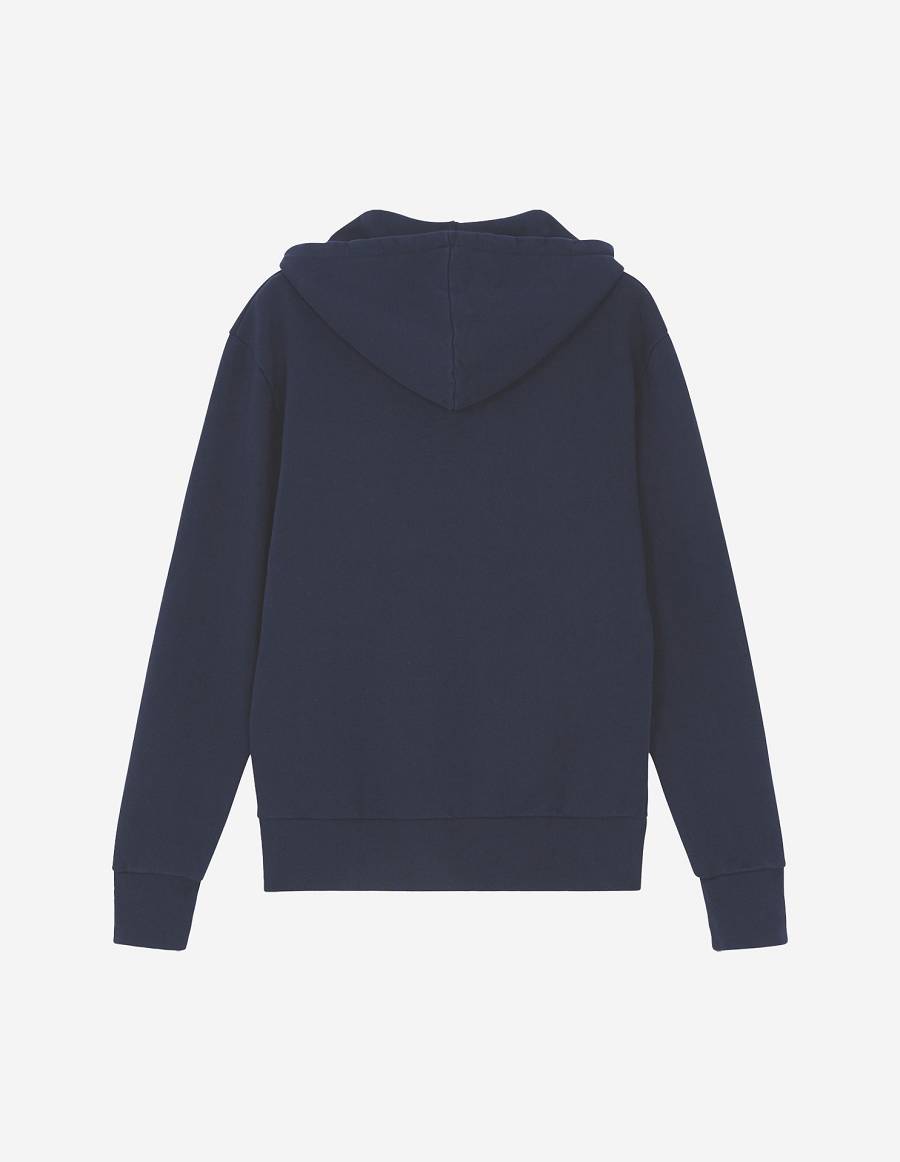 Navy Men's Maison Kitsune Navy Fox Patch Classic Hoodies | AU-B0113