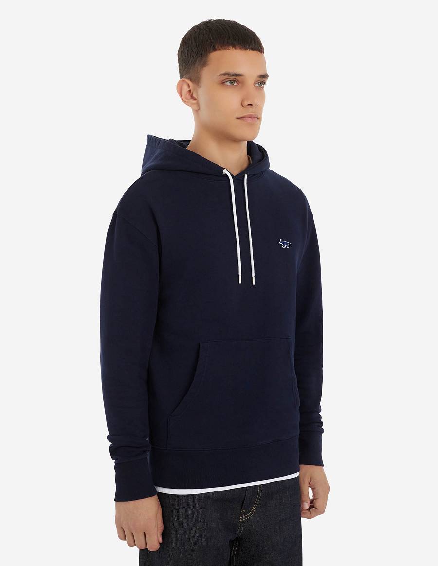 Navy Men's Maison Kitsune Navy Fox Patch Classic Hoodies | AU-B0113