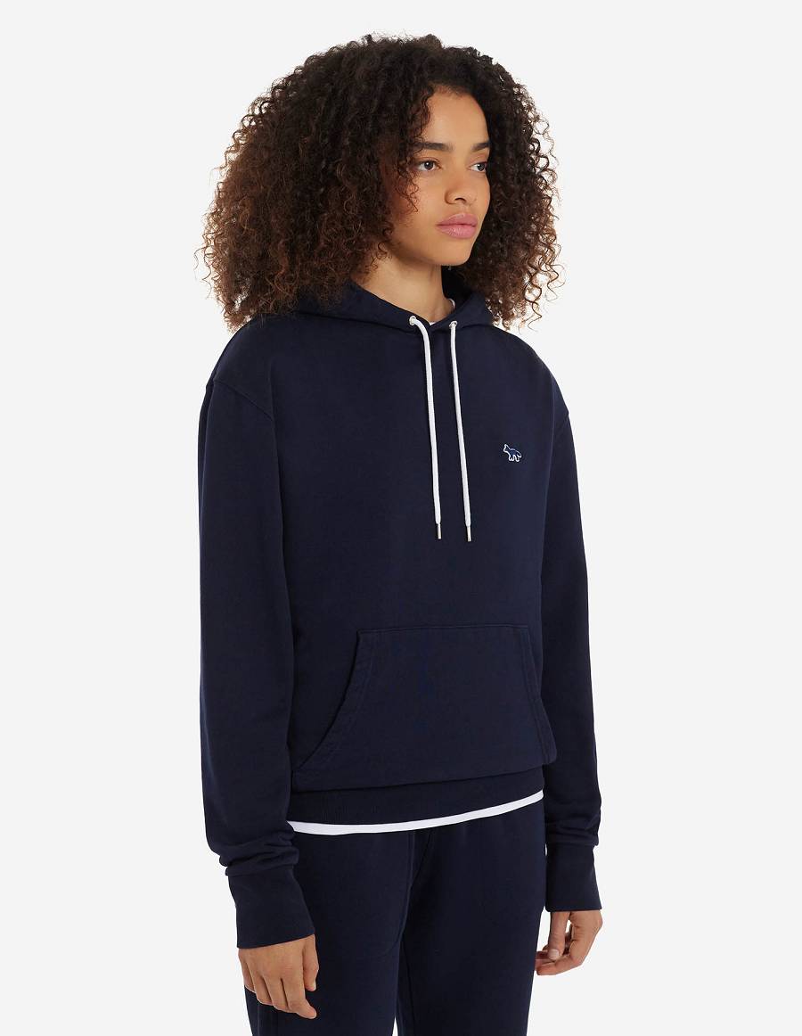 Navy Men's Maison Kitsune Navy Fox Patch Classic Hoodies | AU-B0113