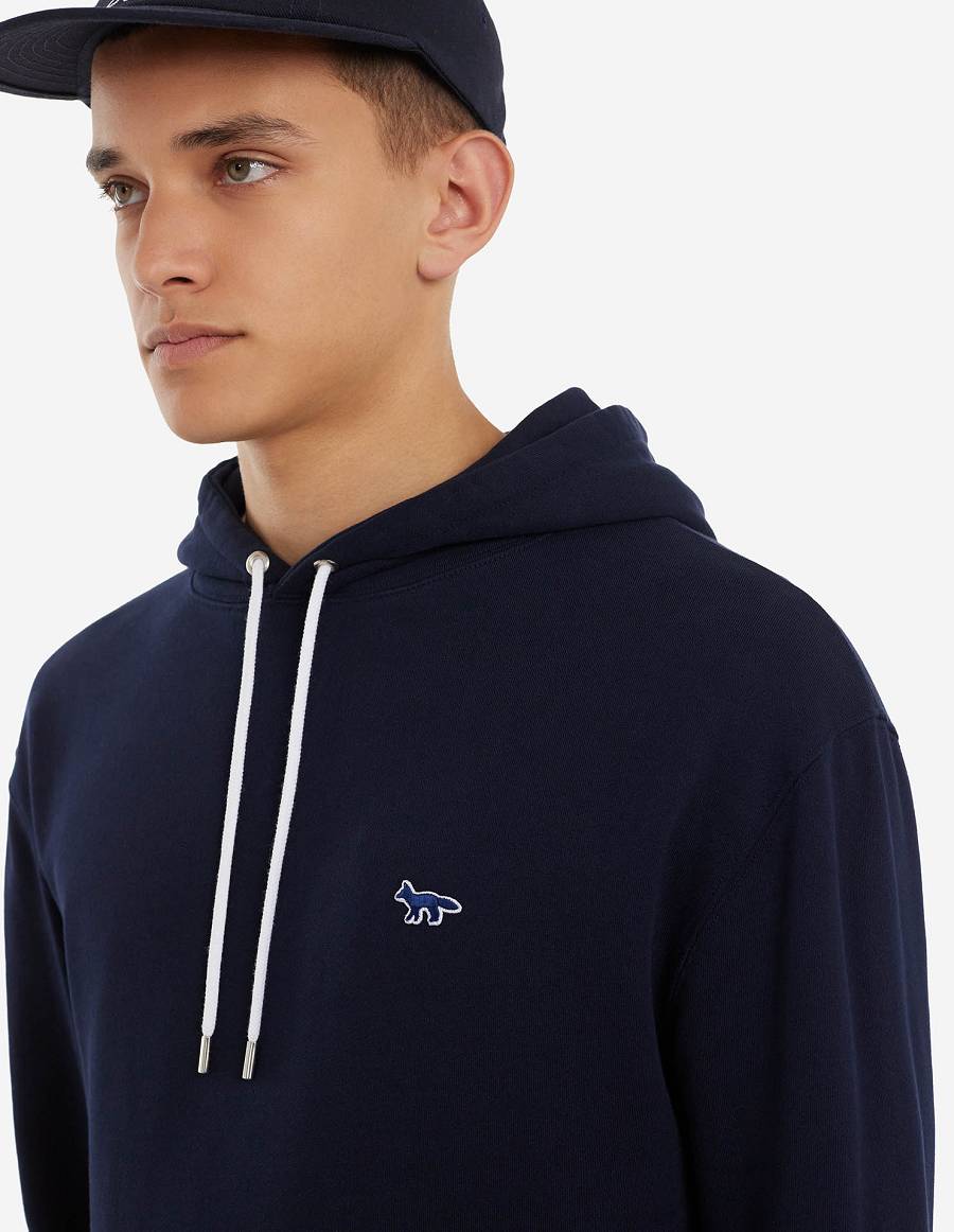 Navy Men's Maison Kitsune Navy Fox Patch Classic Hoodies | AU-B0113