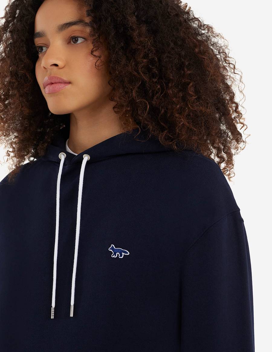 Navy Men's Maison Kitsune Navy Fox Patch Classic Hoodies | AU-B0113