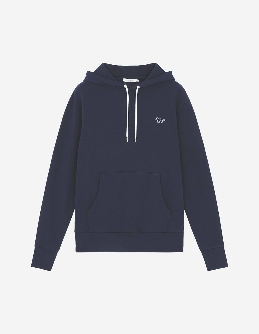 Navy Men\'s Maison Kitsune Navy Fox Patch Classic Hoodies | AU-B0113