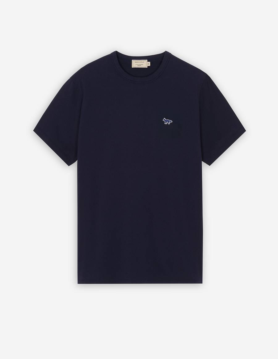 Navy Men's Maison Kitsune Navy Fox Patch Classic T Shirts | AU-U934