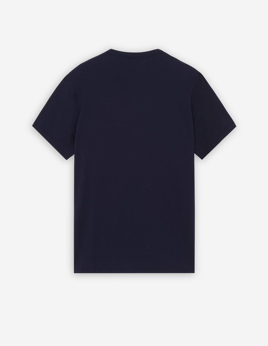 Navy Men's Maison Kitsune Navy Fox Patch Classic T Shirts | AU-U934