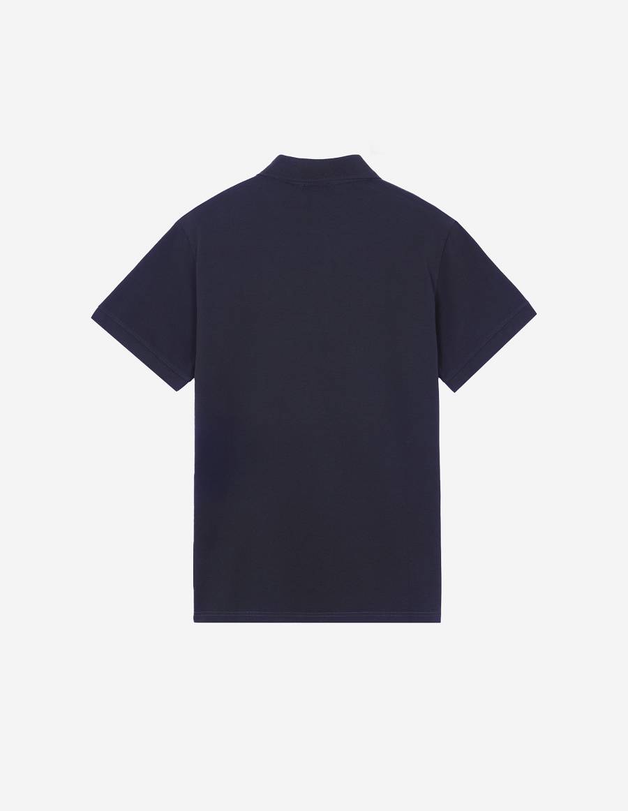 Navy Men's Maison Kitsune Navy Fox Patch Classic Polo | AU-Z0378