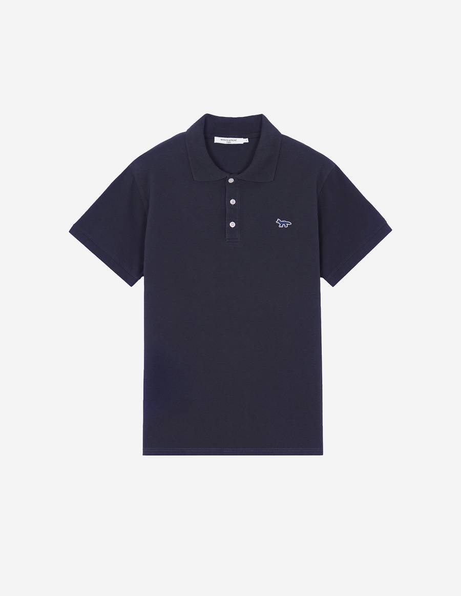 Navy Men\'s Maison Kitsune Navy Fox Patch Classic Polo | AU-Z0378