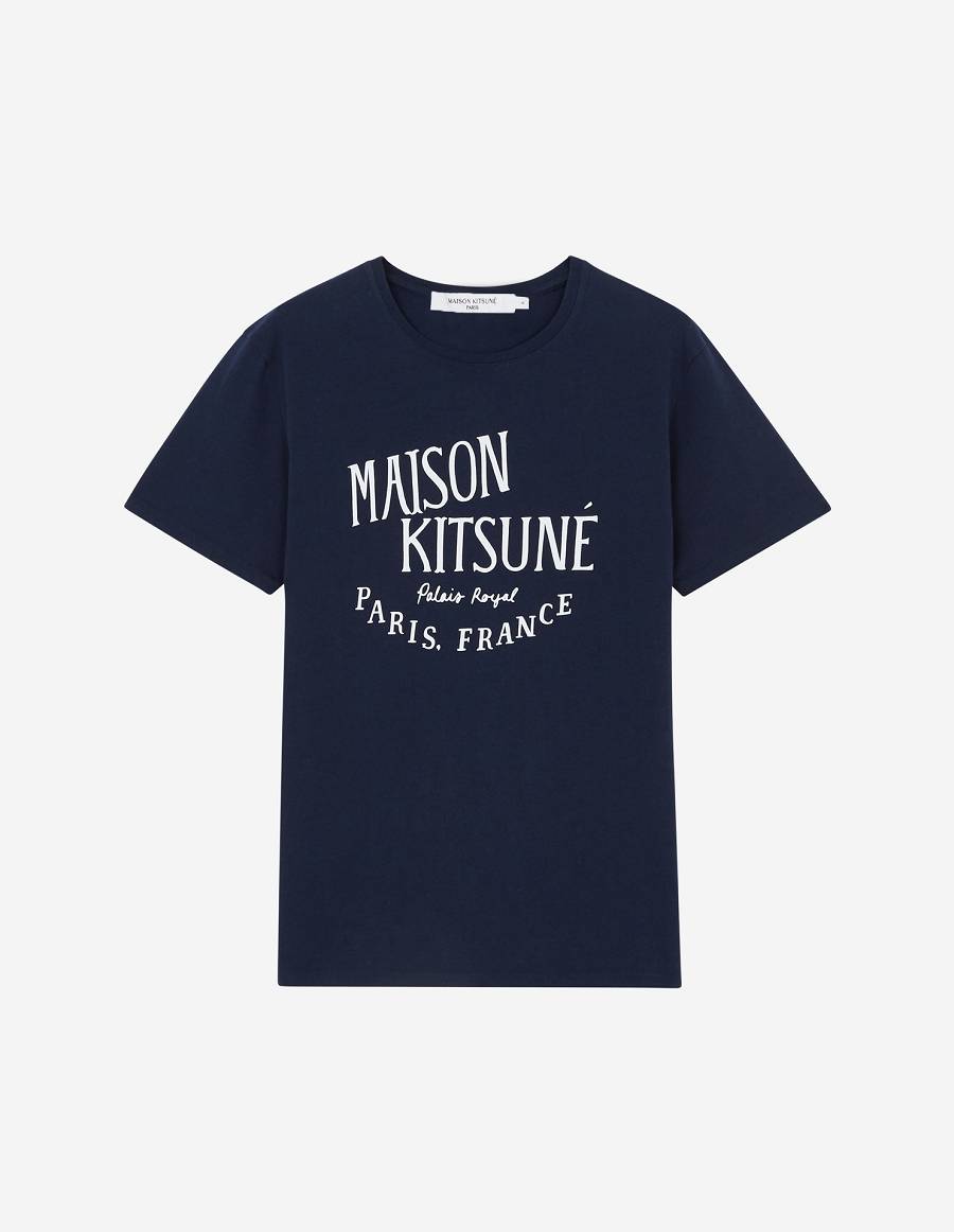 Navy Men\'s Maison Kitsune Palais Royal Classic T Shirts | AU-Q0148