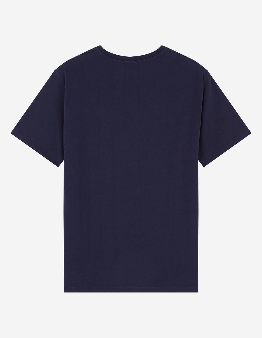 Navy Men's Maison Kitsune Parisien Classic T Shirts | AU-U0934