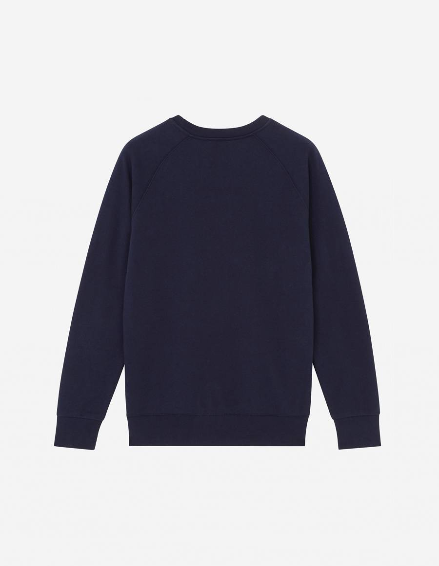 Navy Men's Maison Kitsune Parisien Classic Sweatshirts | AU-V0M43