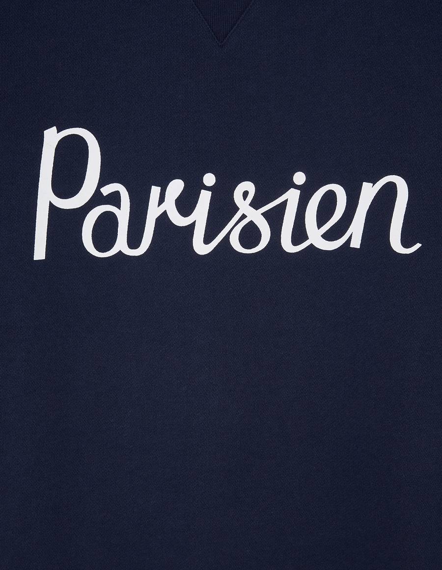 Navy Men's Maison Kitsune Parisien Classic Sweatshirts | AU-V0M43