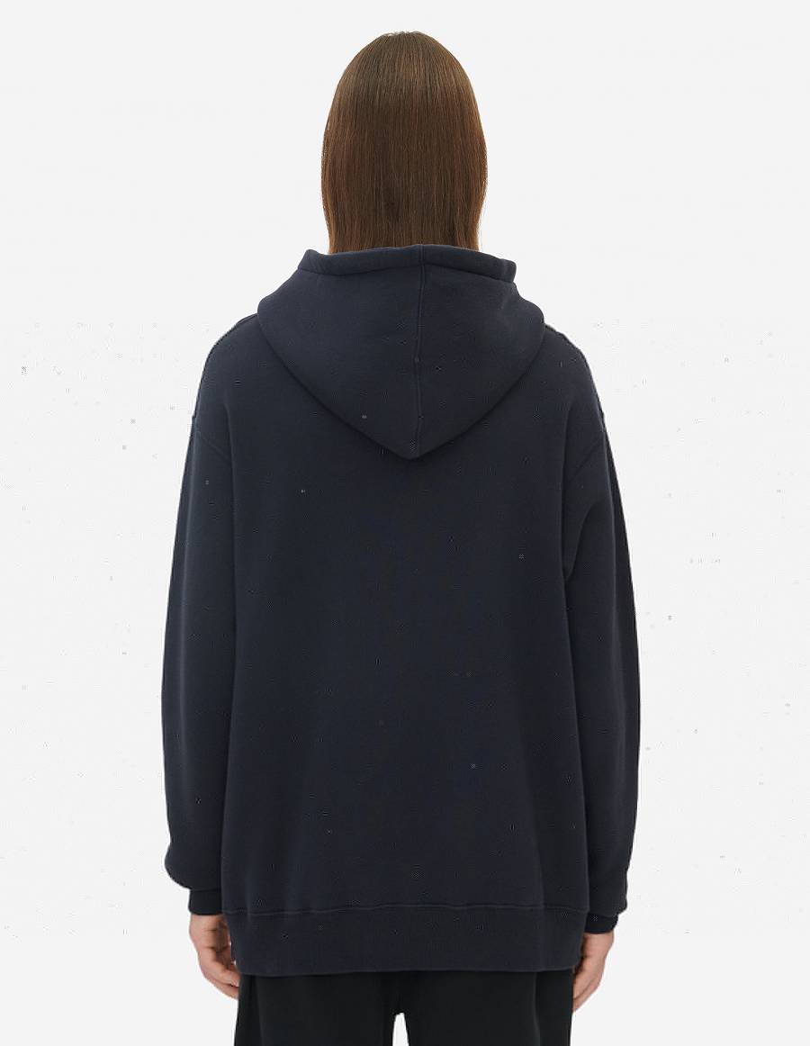 Navy Men's Maison Kitsune Triangle Fox Patch Relaxed Hoodies | AU-S0792