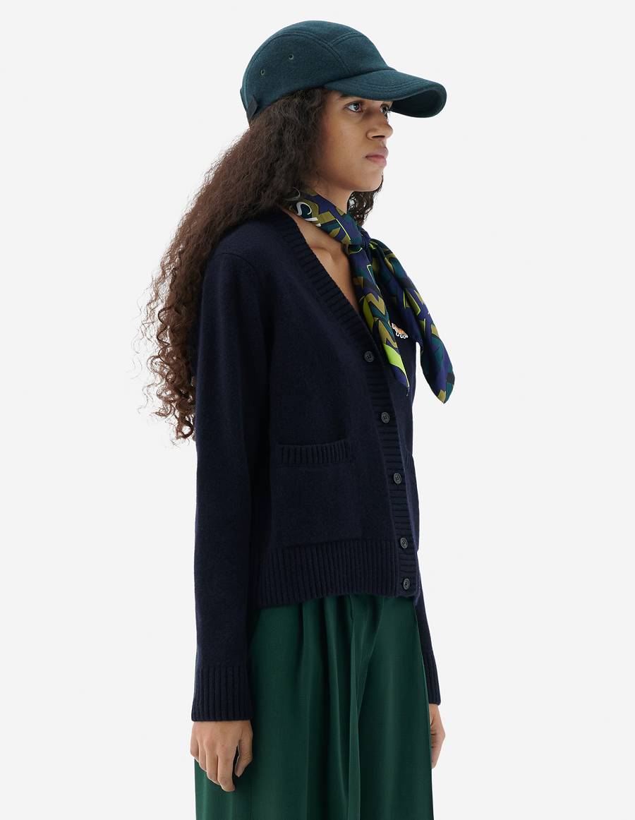 Navy Women's Maison Kitsune Baby Fox Patch Boxy Cardigan | AU-Q815