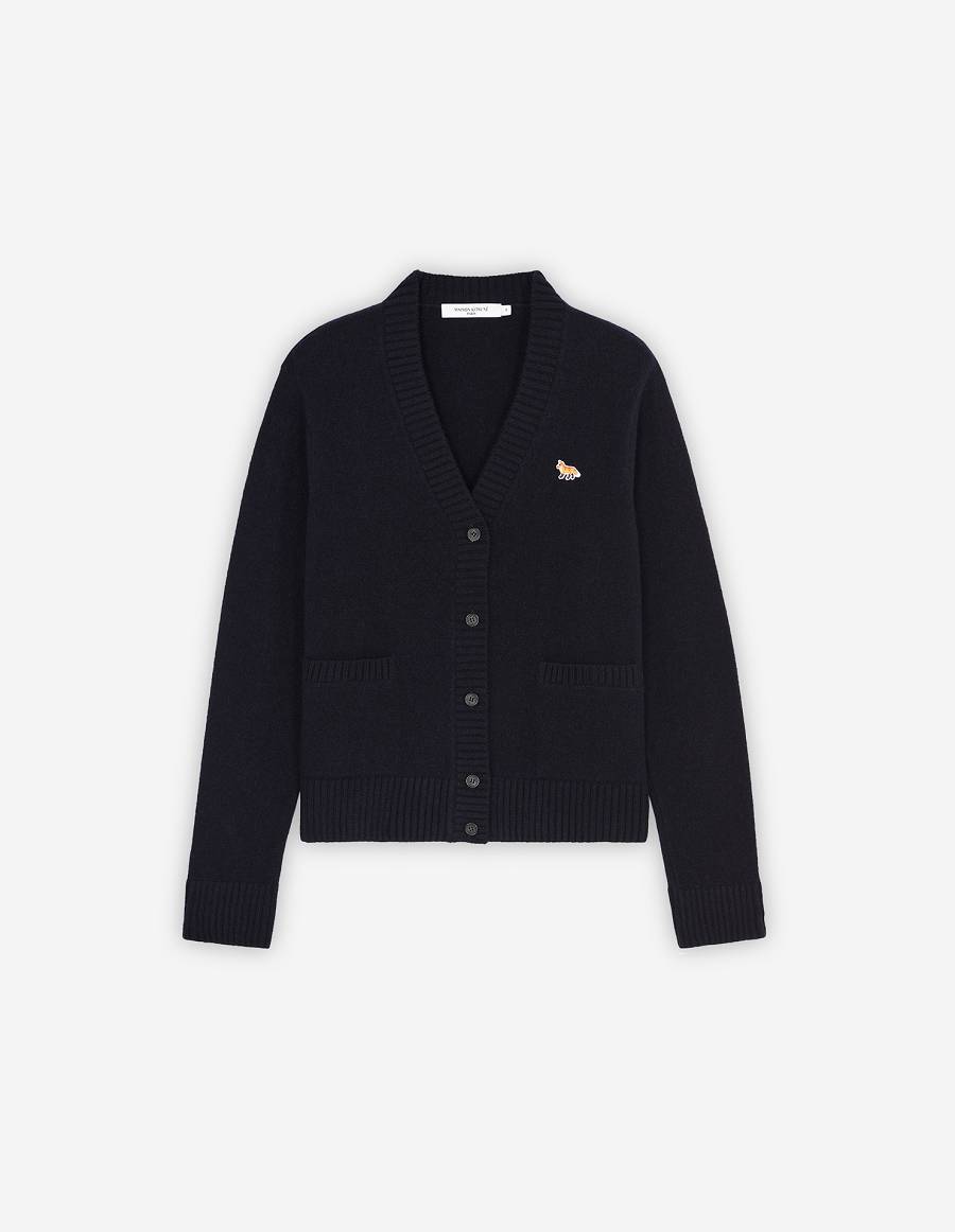 Navy Women\'s Maison Kitsune Baby Fox Patch Boxy Cardigan | AU-Q815