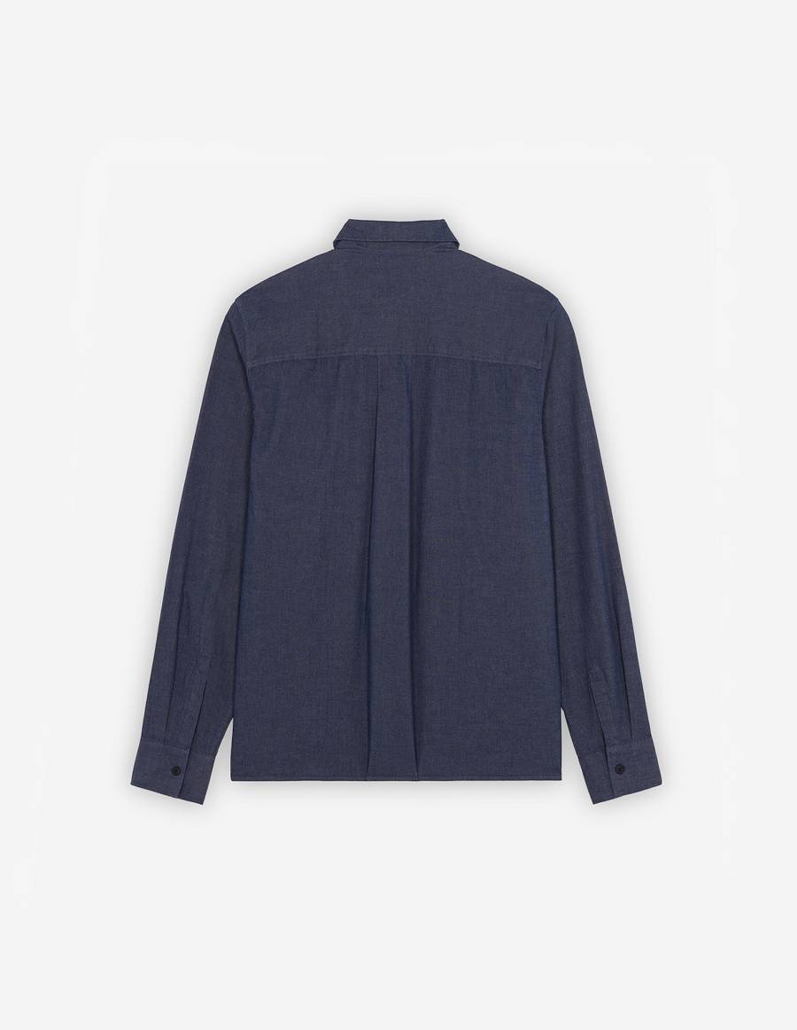 Navy Women's Maison Kitsune Cafe Chambray Shirts | AU-G0936