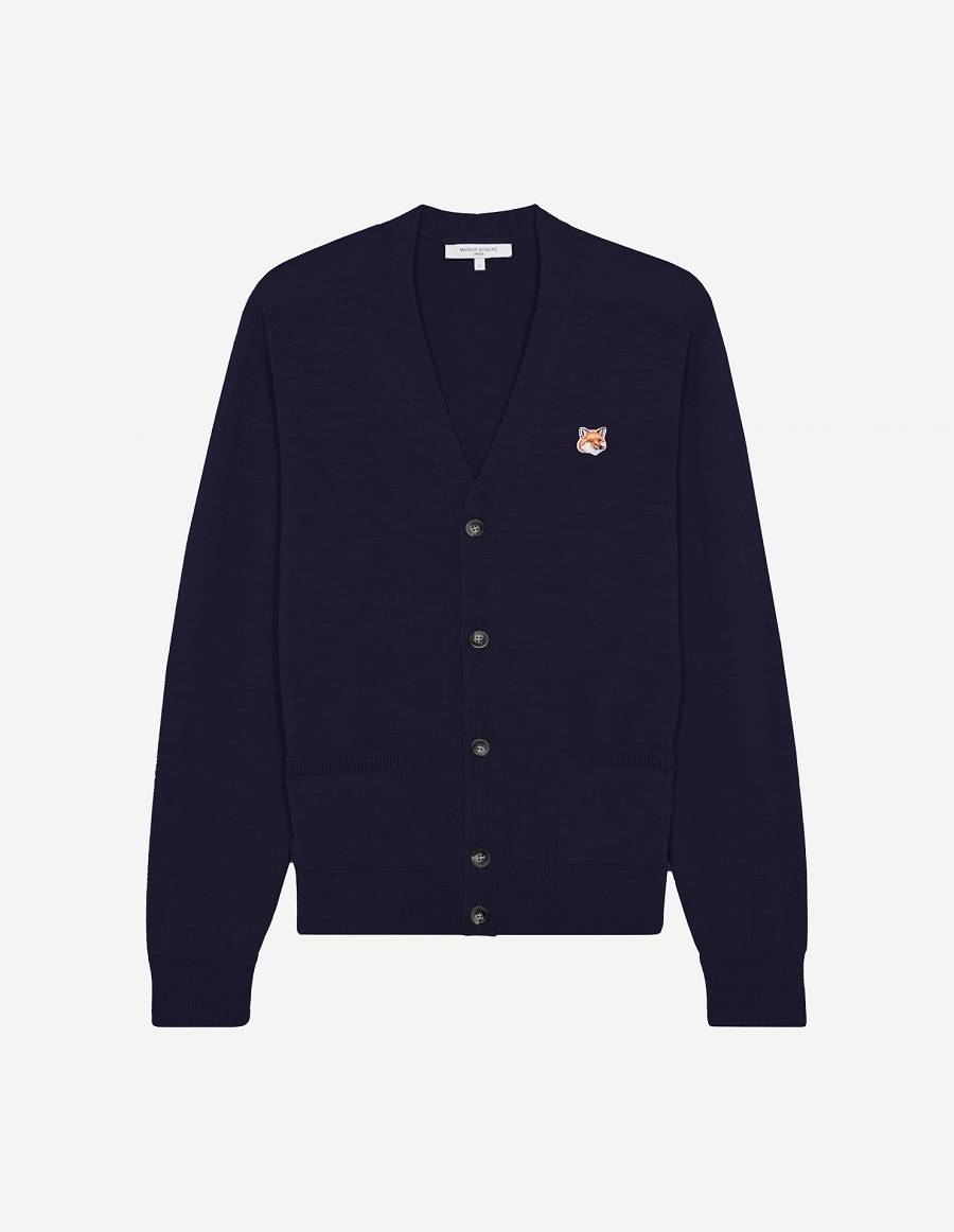 Navy Women\'s Maison Kitsune Fox Head Patch Classic Cardigan | AU-K0941